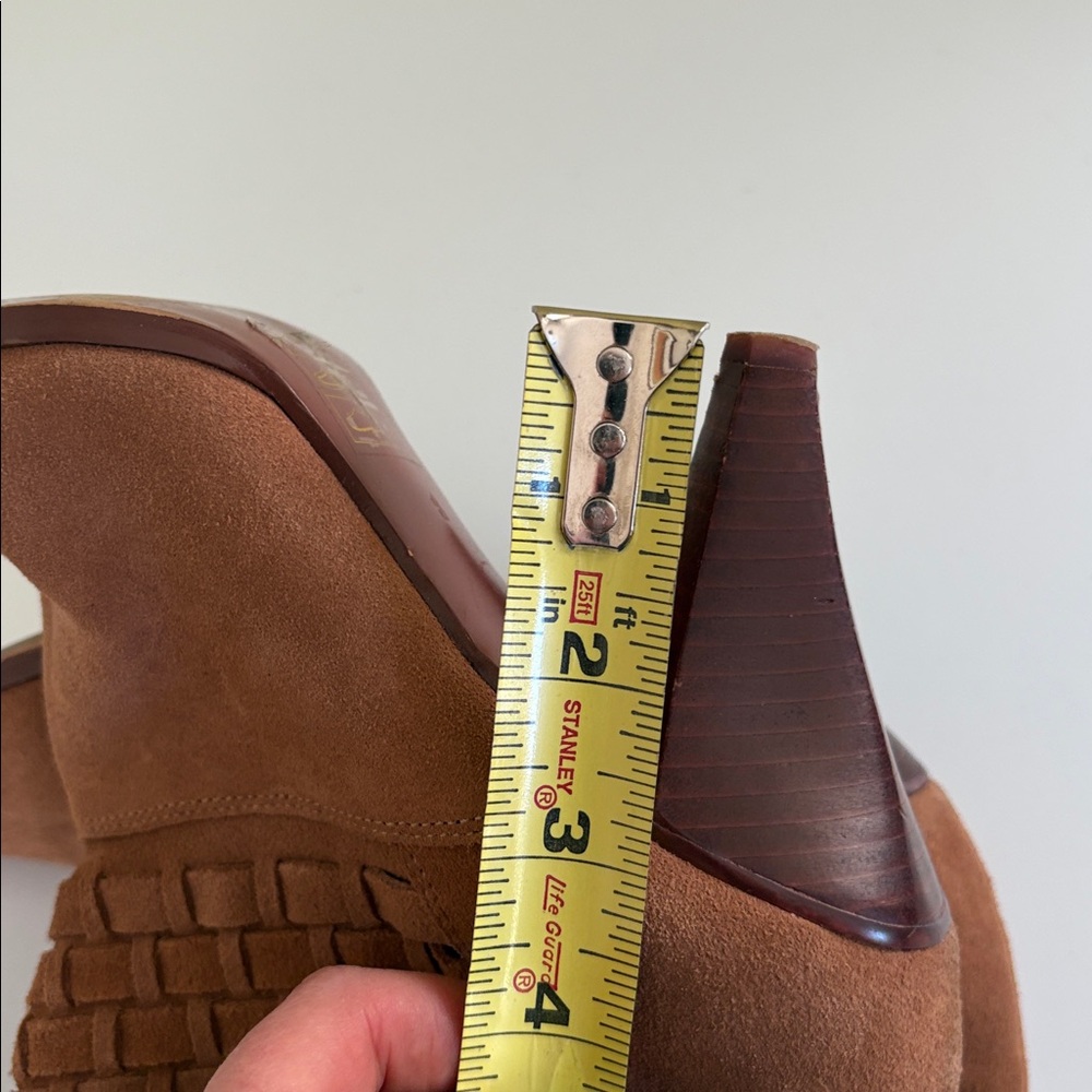 farylrobin Anthropologie Tan Suede Slouchy Foldover Heeled Ankle Boot Size 8 - Picture 13 of 15